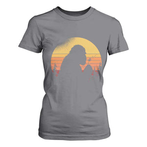 Bigfoot Blowing Dandelion T Shirt For Women Retro Sunset Forest TS14 Charcoal Print Your Wear