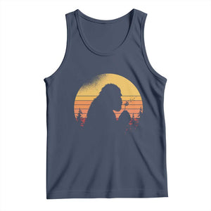 Bigfoot Blowing Dandelion Tank Top Retro Sunset Forest TS14 Navy Print Your Wear