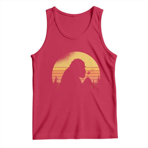 Bigfoot Blowing Dandelion Tank Top Retro Sunset Forest TS14 Red Print Your Wear
