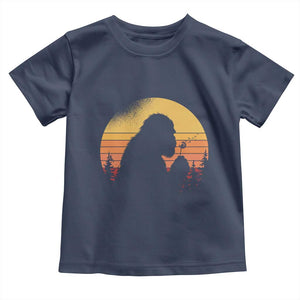 Bigfoot Blowing Dandelion Toddler T Shirt Retro Sunset Forest TS14 Navy Print Your Wear