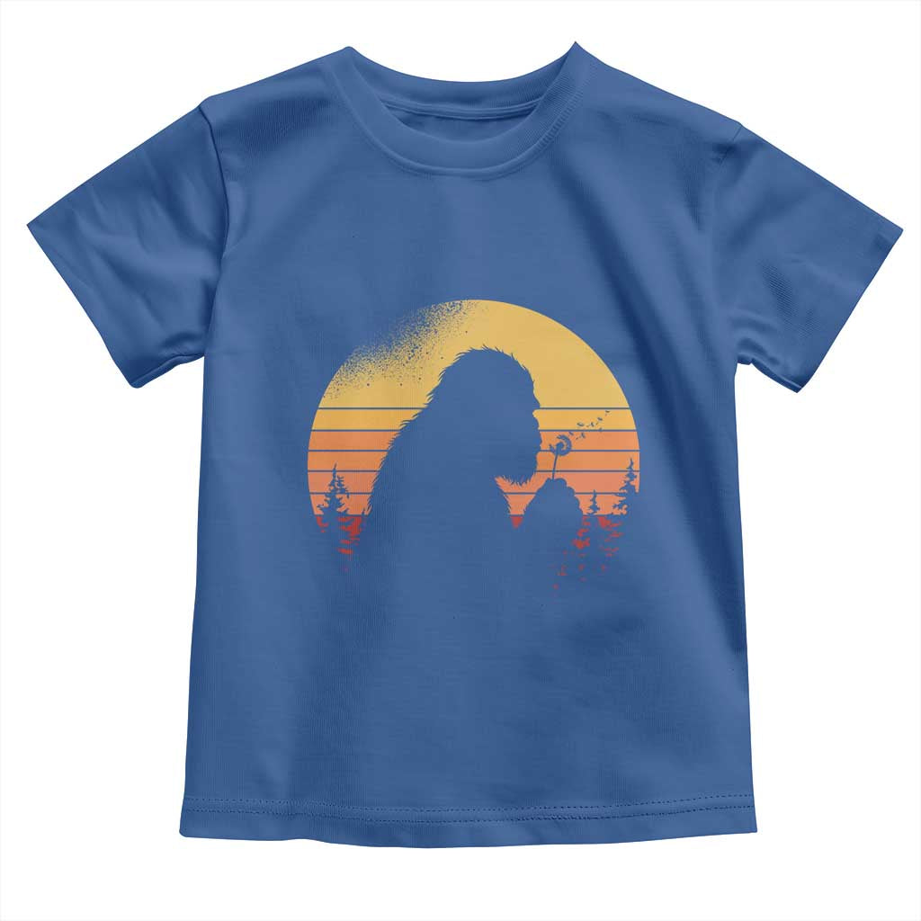 Bigfoot Blowing Dandelion Toddler T Shirt Retro Sunset Forest TS14 Royal Blue Print Your Wear
