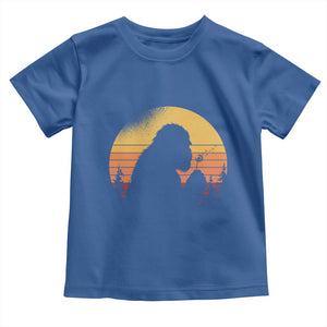 Bigfoot Blowing Dandelion Toddler T Shirt Retro Sunset Forest TS14 Royal Blue Print Your Wear