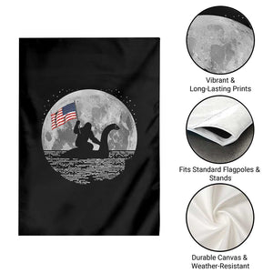 Bigfoot Loch Ness Monster 4th of July Garden Flag Funny Cryptid Moon Night