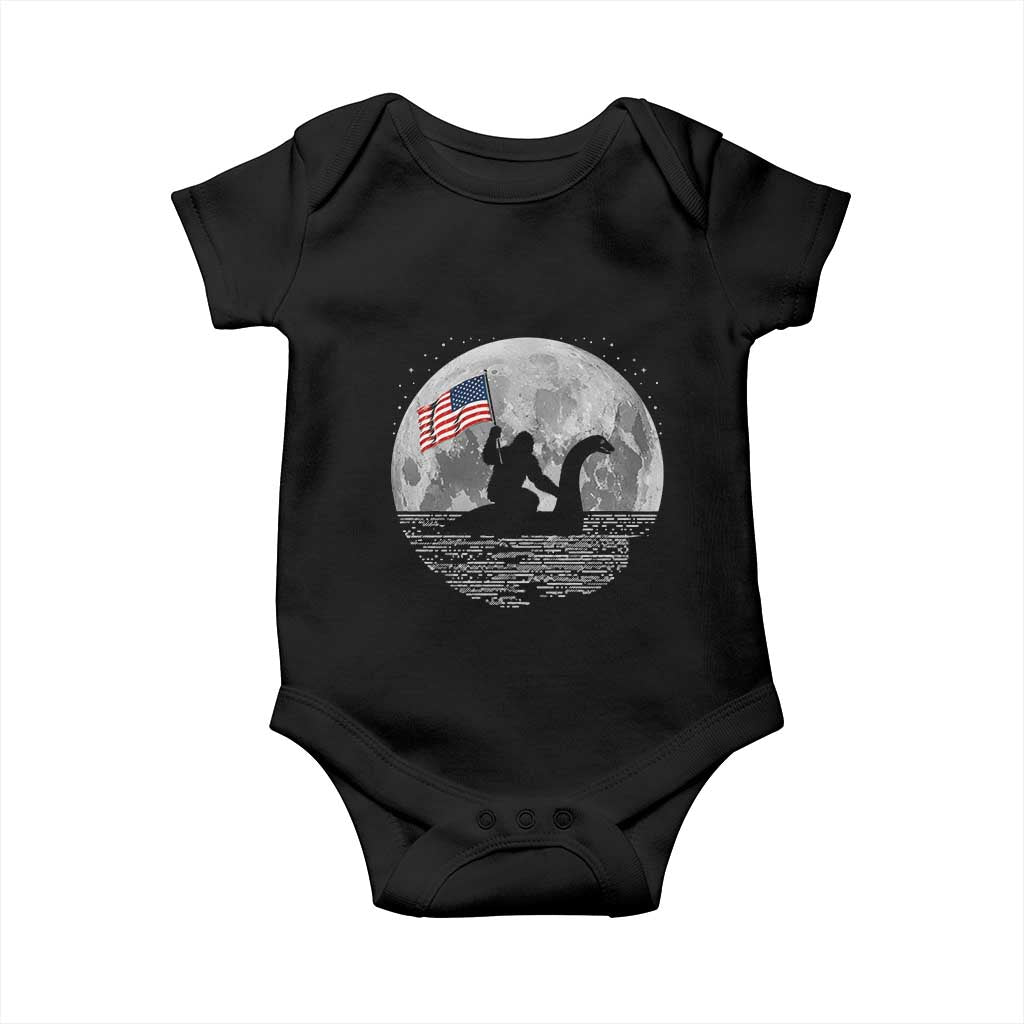 Bigfoot Loch Ness Monster 4th of July Baby Onesie Funny Cryptid Moon Night TS14 Black Print Your Wear