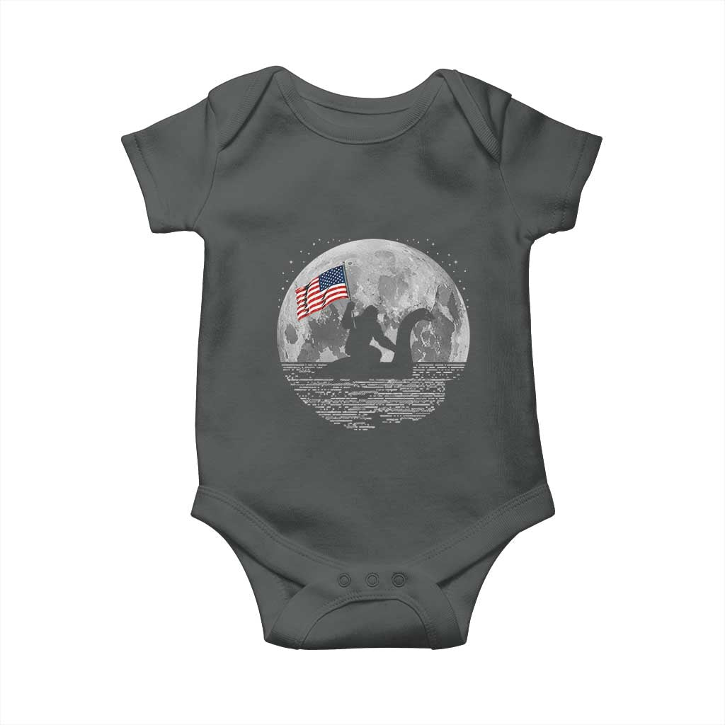 Bigfoot Loch Ness Monster 4th of July Baby Onesie Funny Cryptid Moon Night