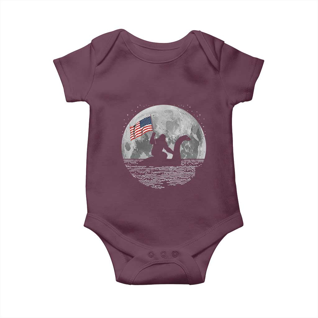 Bigfoot Loch Ness Monster 4th of July Baby Onesie Funny Cryptid Moon Night