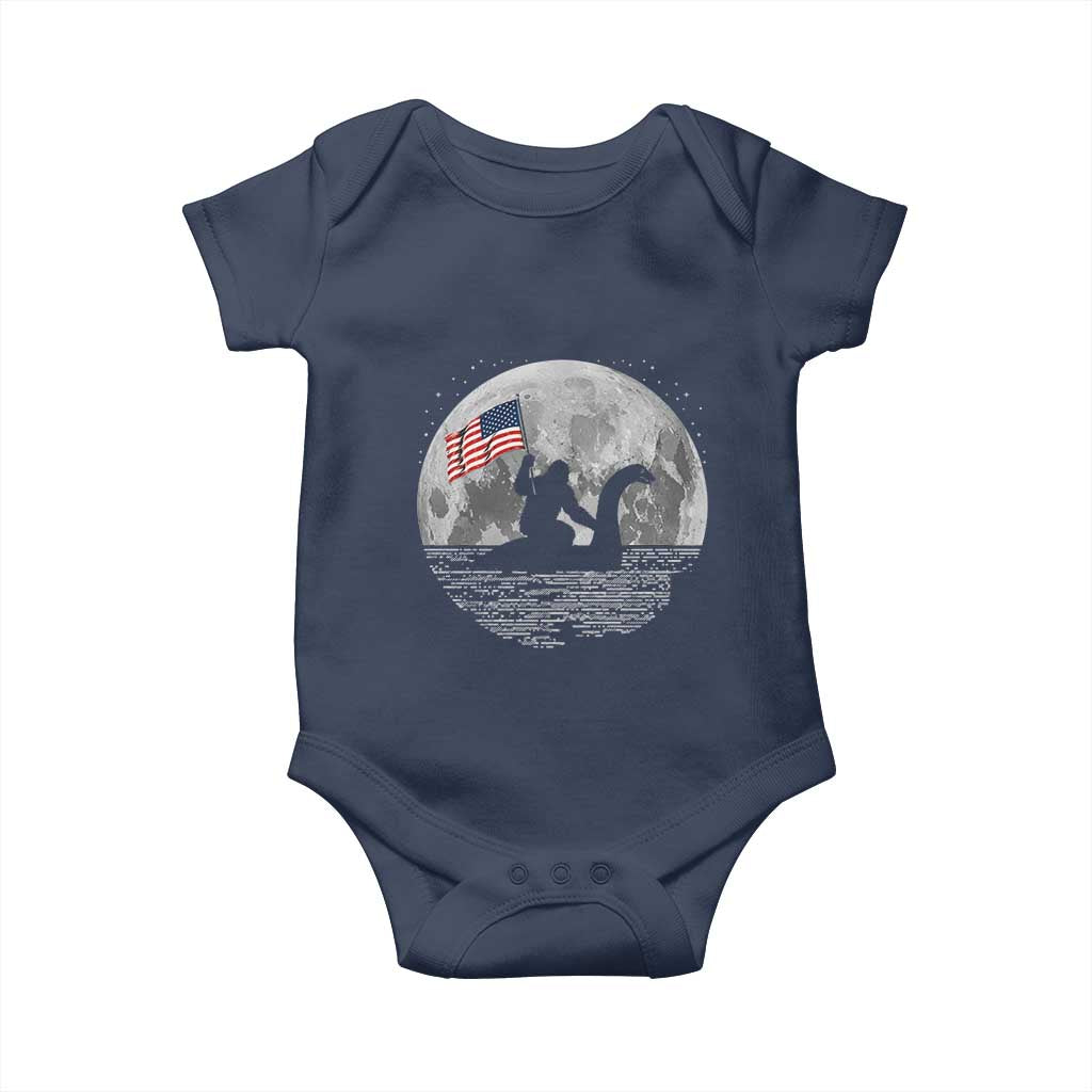 Bigfoot Loch Ness Monster 4th of July Baby Onesie Funny Cryptid Moon Night