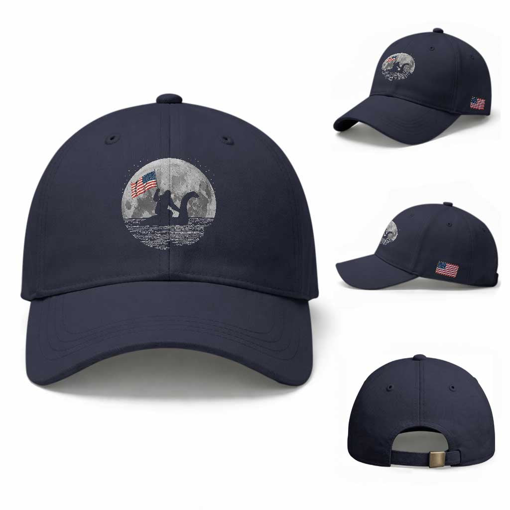 Bigfoot Loch Ness Monster 4th of July Baseball Cap Funny Cryptid Moon Night