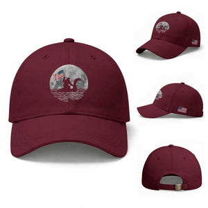 Bigfoot Loch Ness Monster 4th of July Baseball Cap Funny Cryptid Moon Night