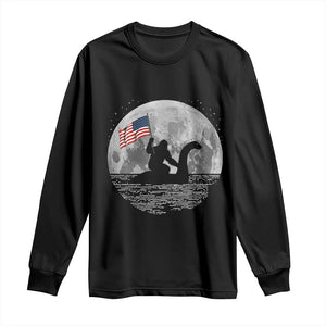 Bigfoot Loch Ness Monster 4th of July Long Sleeve Shirt Funny Cryptid Moon Night