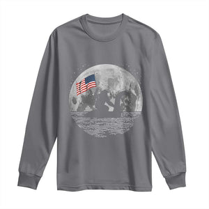 Bigfoot Loch Ness Monster 4th of July Long Sleeve Shirt Funny Cryptid Moon Night