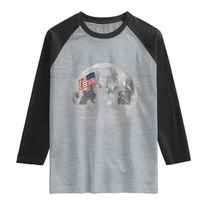 Bigfoot Loch Ness Monster 4th of July Raglan Shirt Funny Cryptid Moon Night