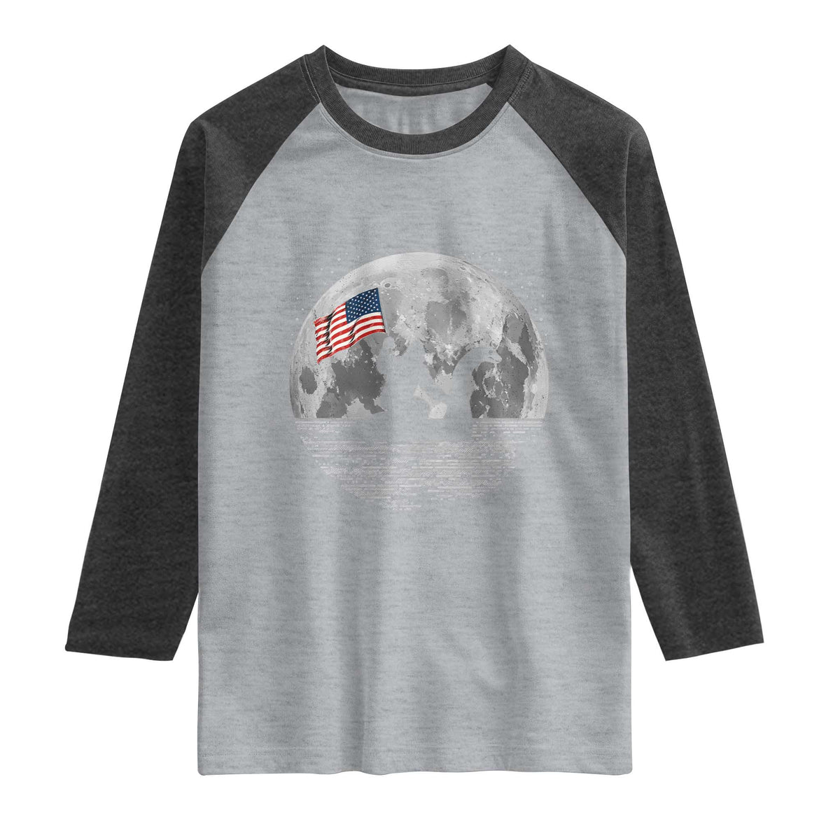 Bigfoot Loch Ness Monster 4th of July Raglan Shirt Funny Cryptid Moon Night