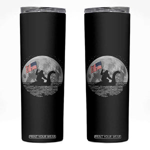 Bigfoot Loch Ness Monster 4th of July Skinny Tumbler Funny Cryptid Moon Night