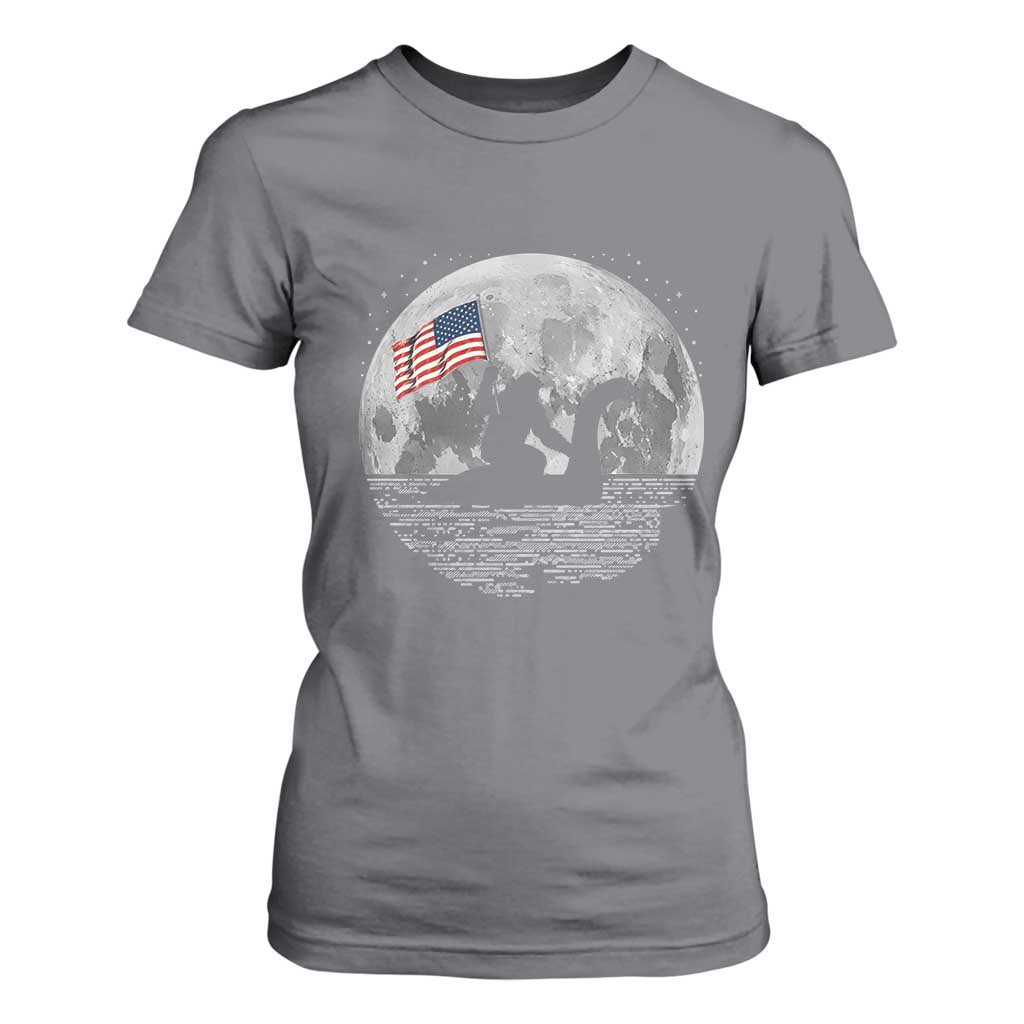 Bigfoot Loch Ness Monster 4th of July T Shirt For Women Funny Cryptid Moon Night