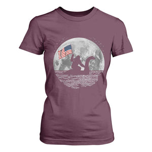 Bigfoot Loch Ness Monster 4th of July T Shirt For Women Funny Cryptid Moon Night