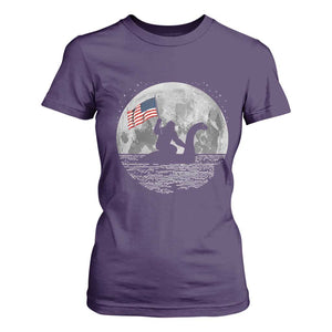 Bigfoot Loch Ness Monster 4th of July T Shirt For Women Funny Cryptid Moon Night