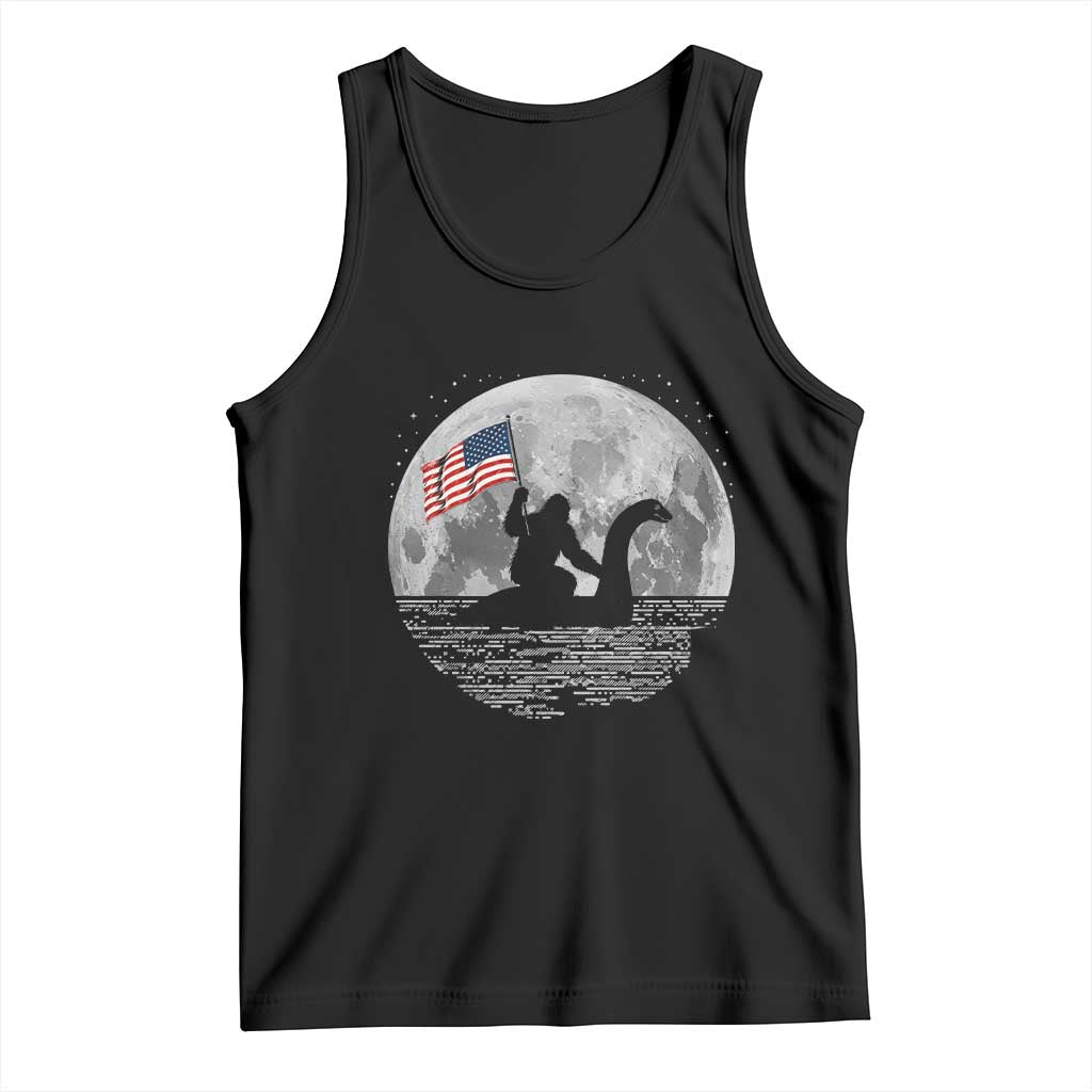 Bigfoot Loch Ness Monster 4th of July Tank Top Funny Cryptid Moon Night TS14 Black Print Your Wear