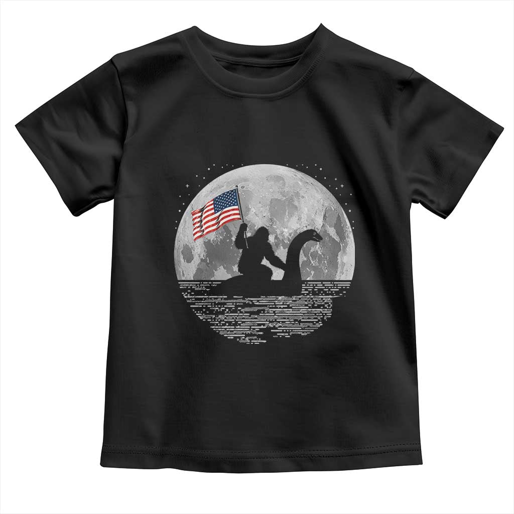 Bigfoot Loch Ness Monster 4th of July Toddler T Shirt Funny Cryptid Moon Night
