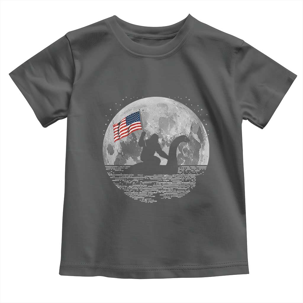 Bigfoot Loch Ness Monster 4th of July Toddler T Shirt Funny Cryptid Moon Night
