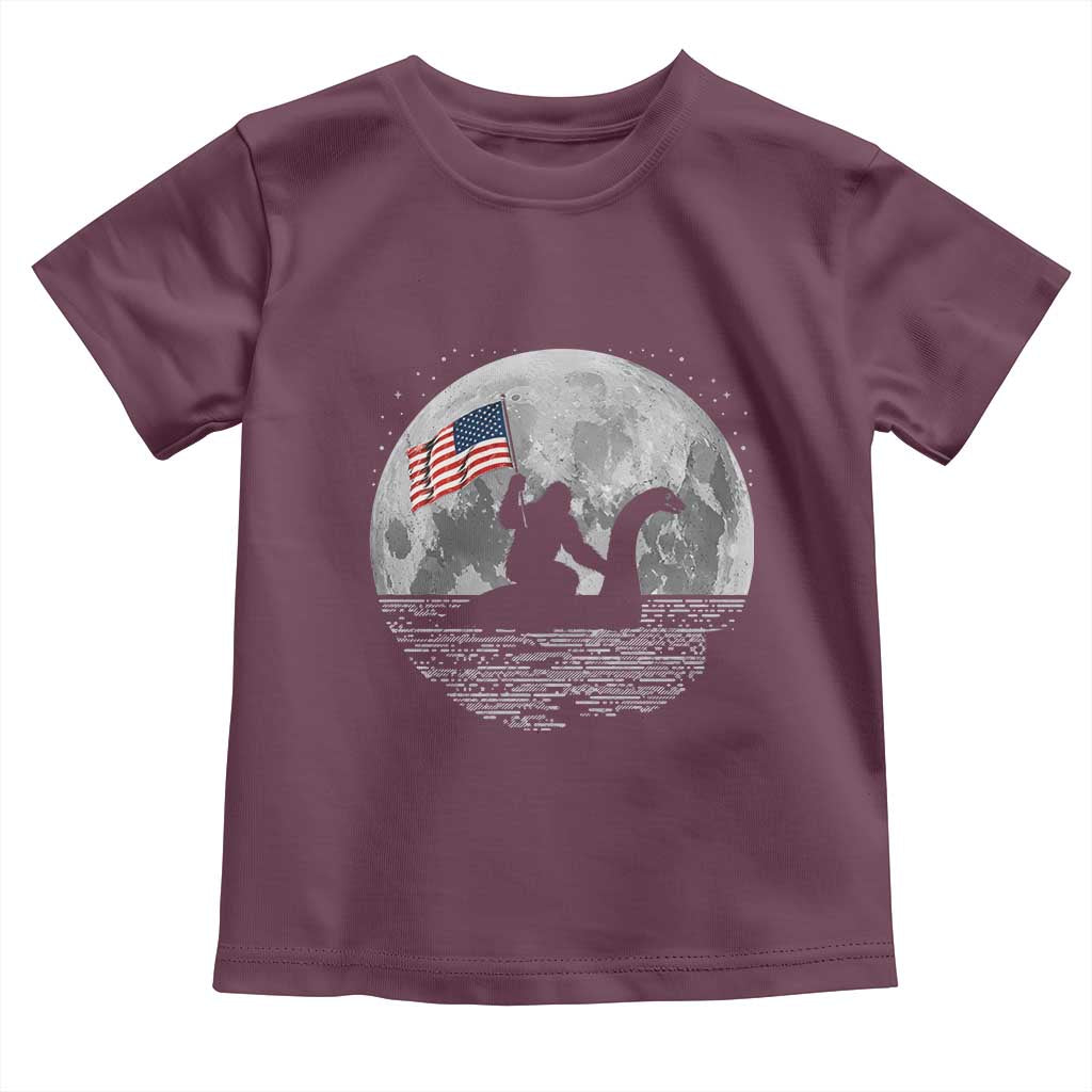 Bigfoot Loch Ness Monster 4th of July Toddler T Shirt Funny Cryptid Moon Night
