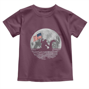 Bigfoot Loch Ness Monster 4th of July Toddler T Shirt Funny Cryptid Moon Night