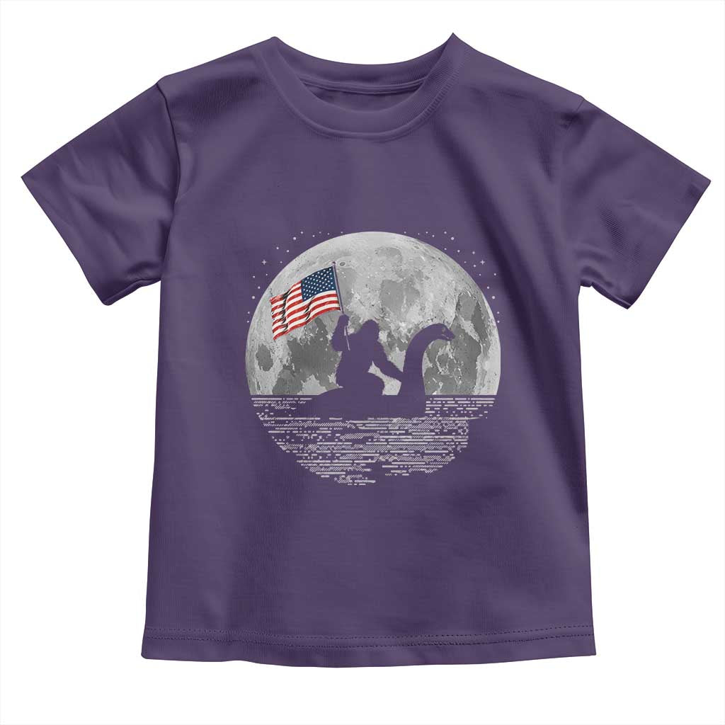 Bigfoot Loch Ness Monster 4th of July Toddler T Shirt Funny Cryptid Moon Night