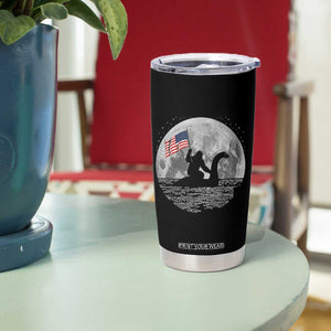 Bigfoot Loch Ness Monster 4th of July Tumbler Cup Funny Cryptid Moon Night
