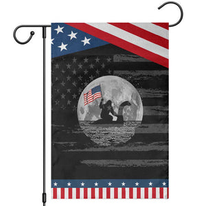 Bigfoot Loch Ness Monster 4th of July Patriotic Garden Flag Funny Cryptid Moon Night