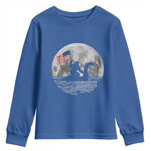 Bigfoot Loch Ness Monster 4th of July Youth Sweatshirt Funny Cryptid Moon Night