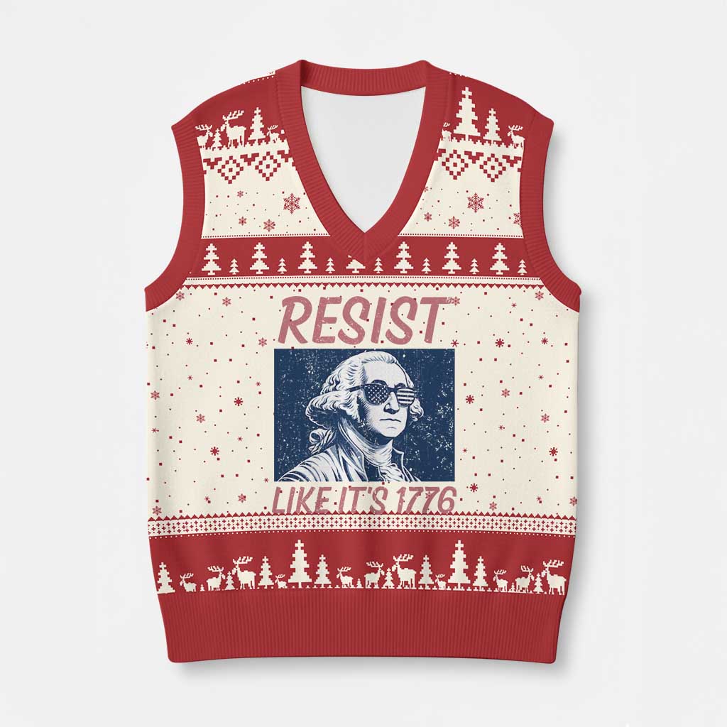 Resist Like its 1776 V-Neck Knit Sweater Vest America 4th of July 250 Years Freedom