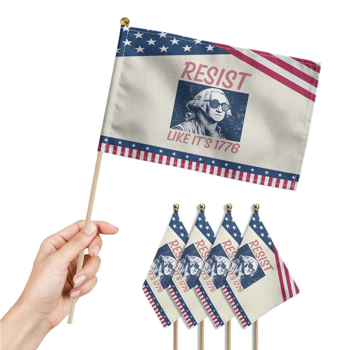 Resist Like its 1776 Patriotic Handheld Flag America 4th of July 250 Years Freedom