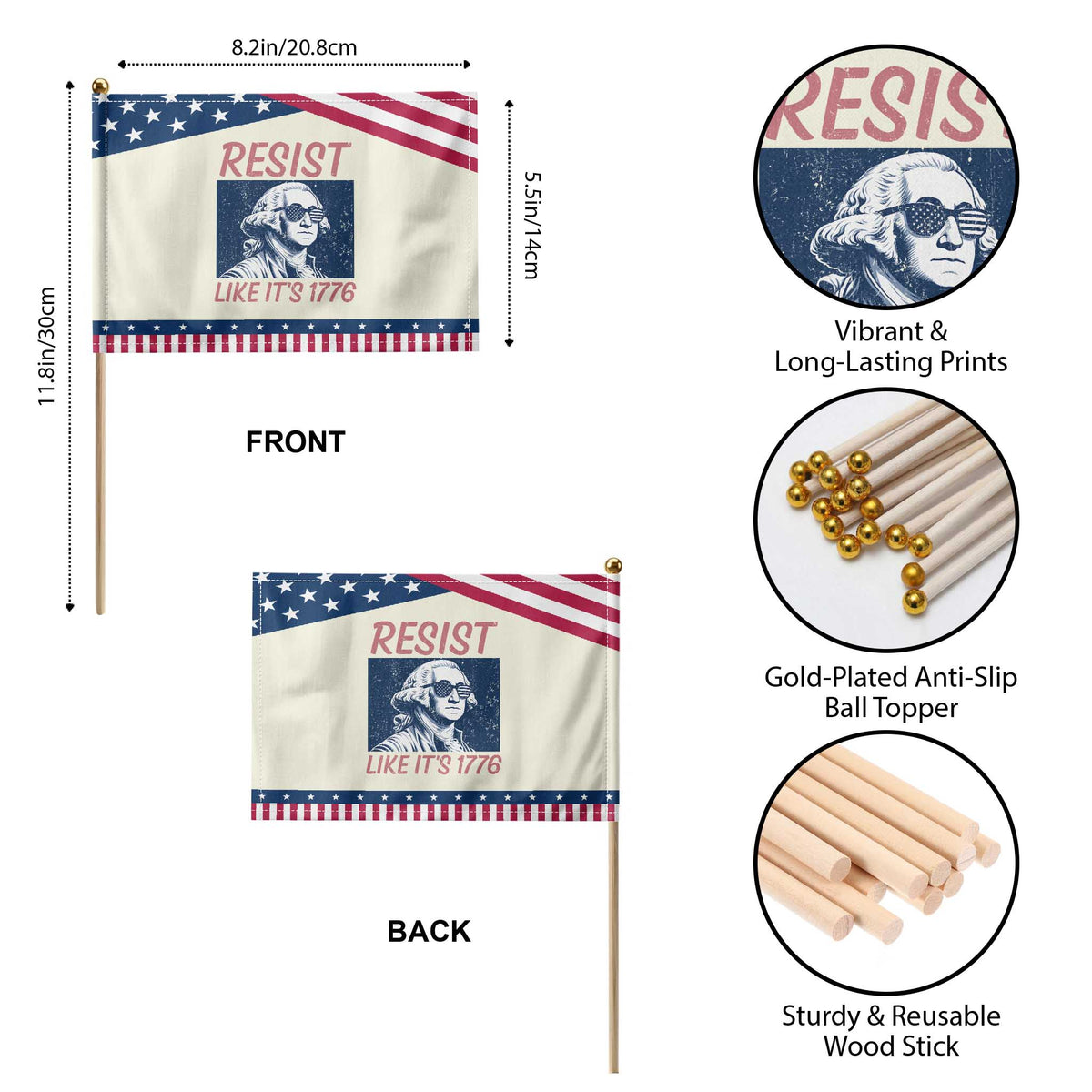 Resist Like its 1776 Patriotic Handheld Flag America 4th of July 250 Years Freedom