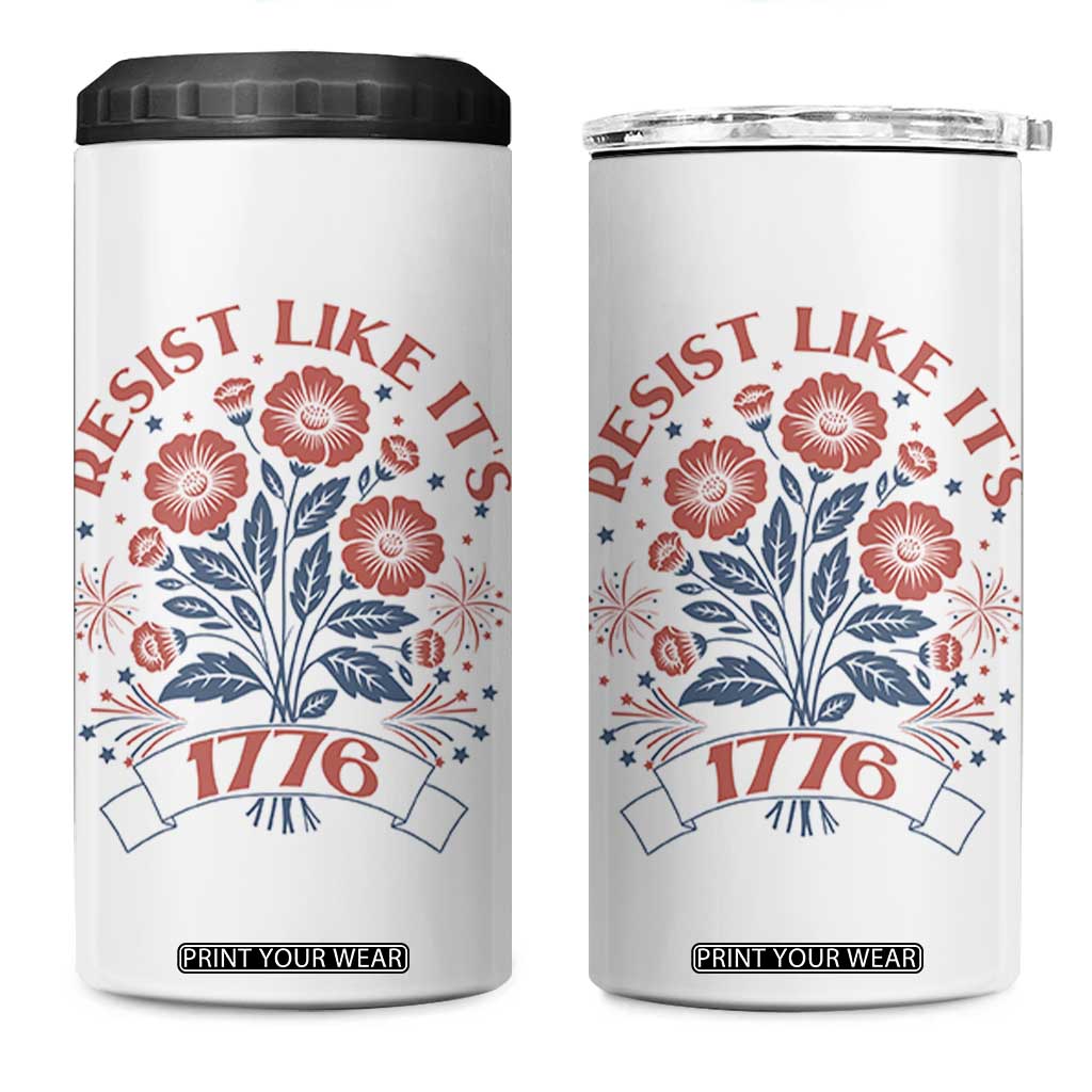 Resist Like its 1776 4 in 1 Can Cooler Tumbler Vintage Boho Floral Subtle 250th Anniversary