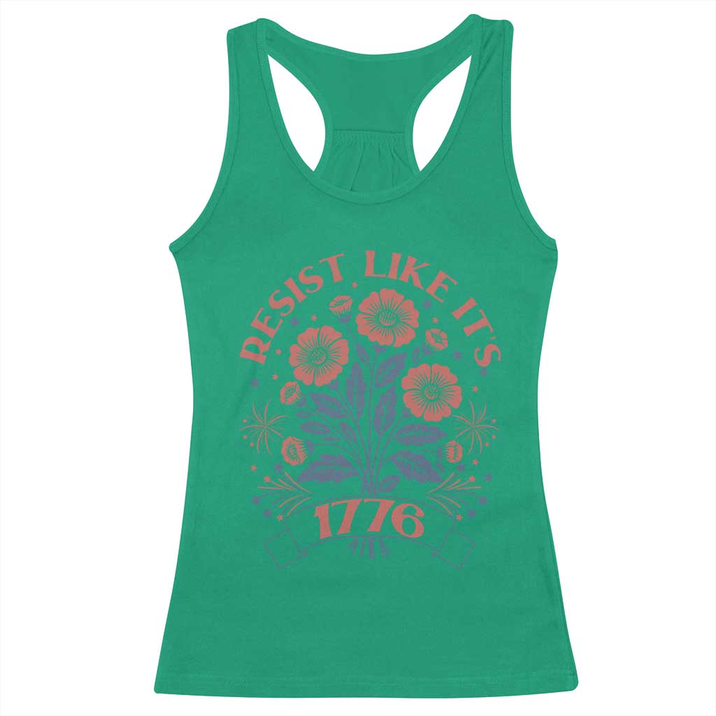Resist Like its 1776 Racerback Tank Top Vintage Boho Floral Subtle 250th Anniversary