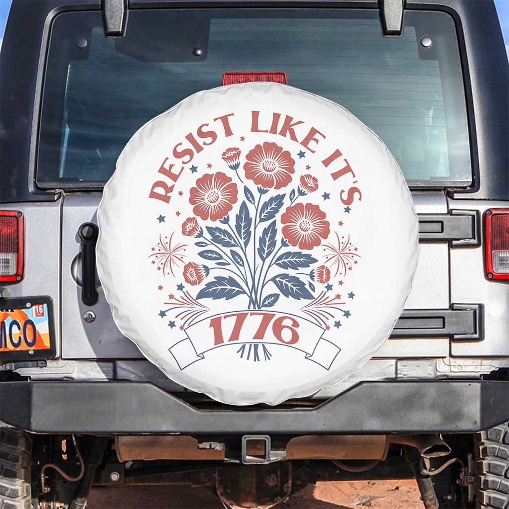 Resist Like its 1776 Spare Tire Cover Vintage Boho Floral Subtle 250th Anniversary TS14 No hole White Print Your Wear