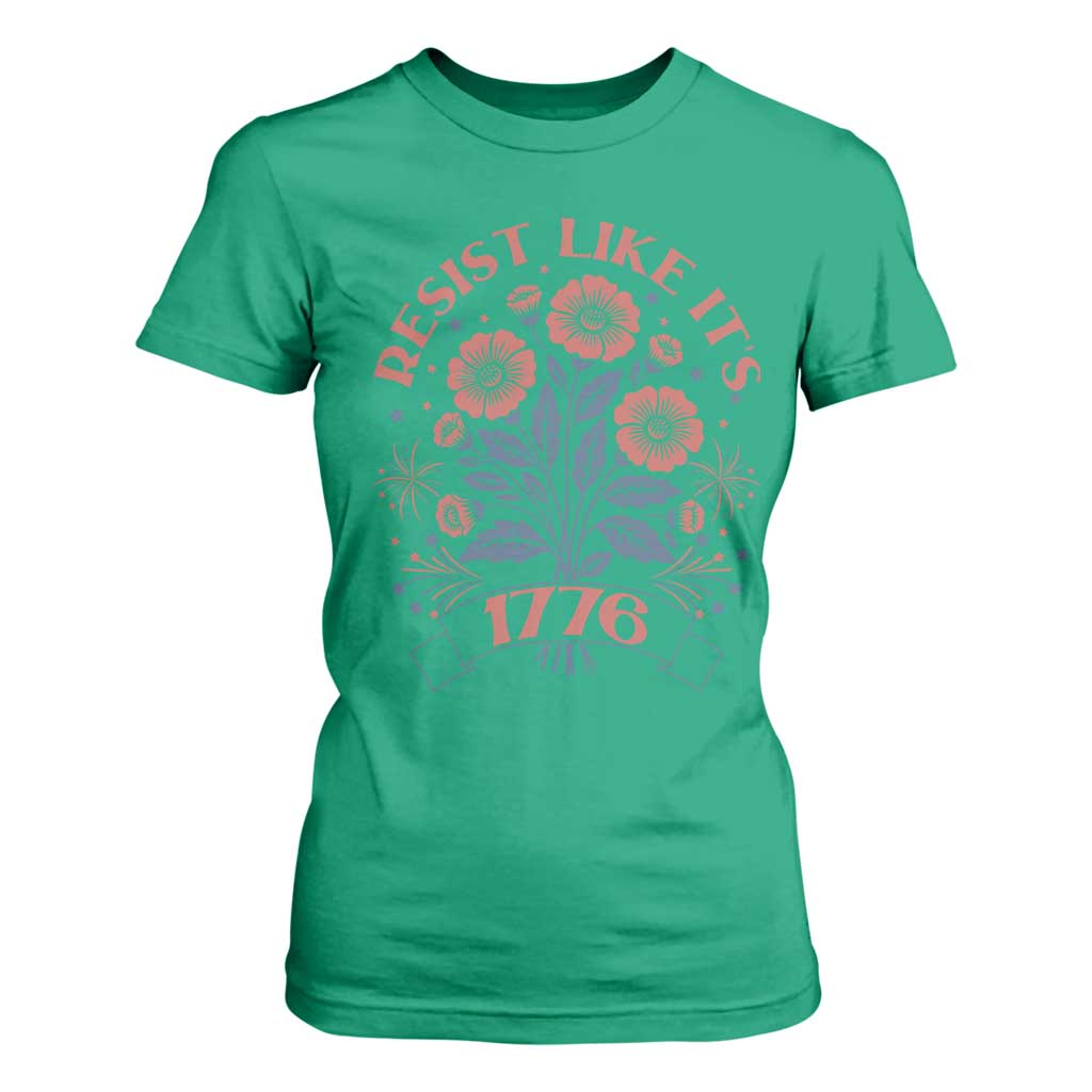Resist Like its 1776 T Shirt For Women Vintage Boho Floral Subtle 250th Anniversary