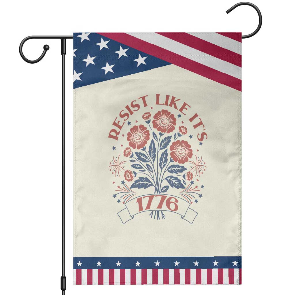 Resist Like its 1776 Patriotic Garden Flag Vintage Boho Floral Subtle 250th Anniversary