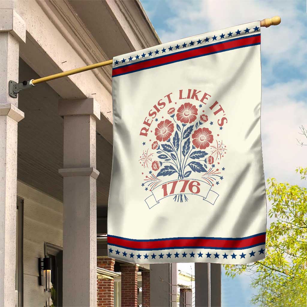 Resist Like its 1776 Patriotic Garden Flag Vintage Boho Floral Subtle 250th Anniversary