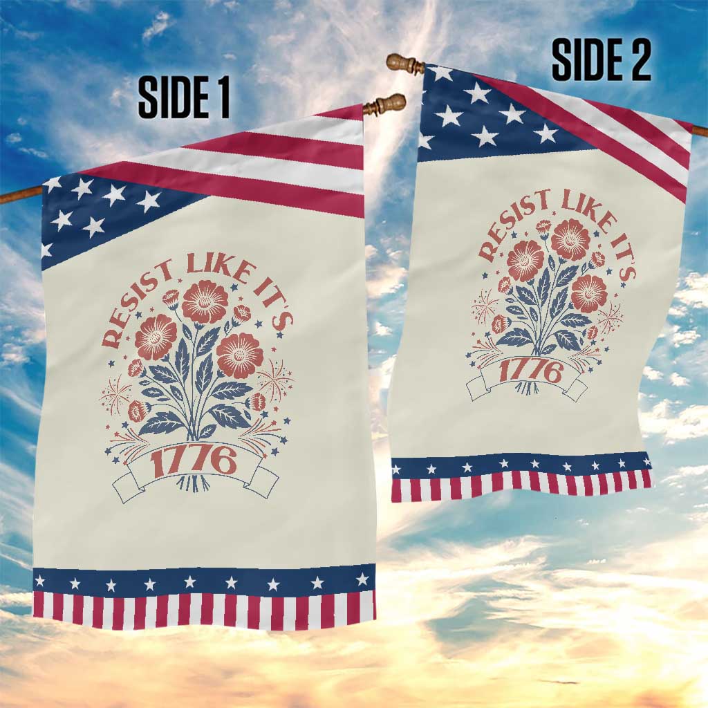 Resist Like its 1776 Patriotic Garden Flag Vintage Boho Floral Subtle 250th Anniversary