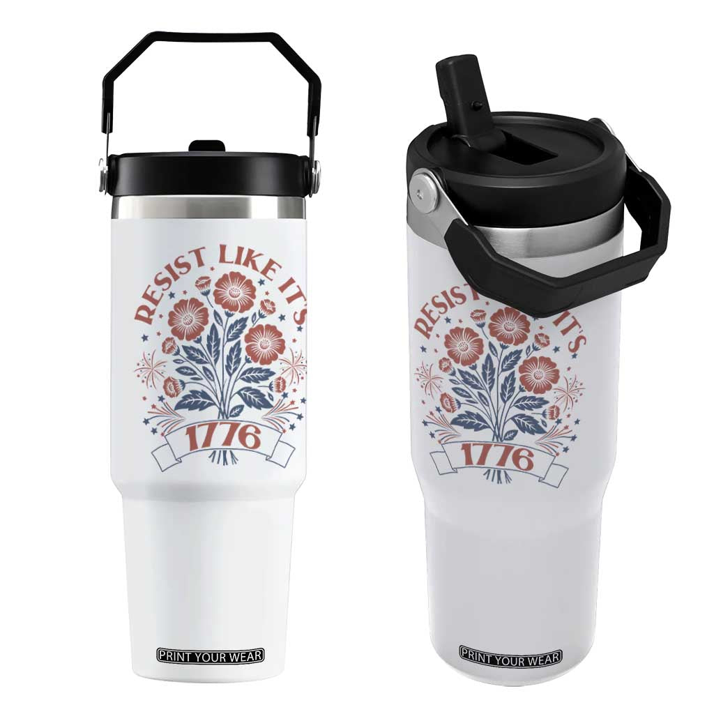 Resist Like its 1776 Flip Straw Tumbler Vintage Boho Floral Subtle 250th Anniversary