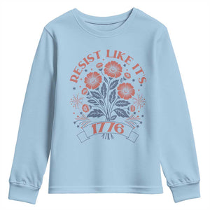 Resist Like its 1776 Youth Sweatshirt Vintage Boho Floral Subtle 250th Anniversary