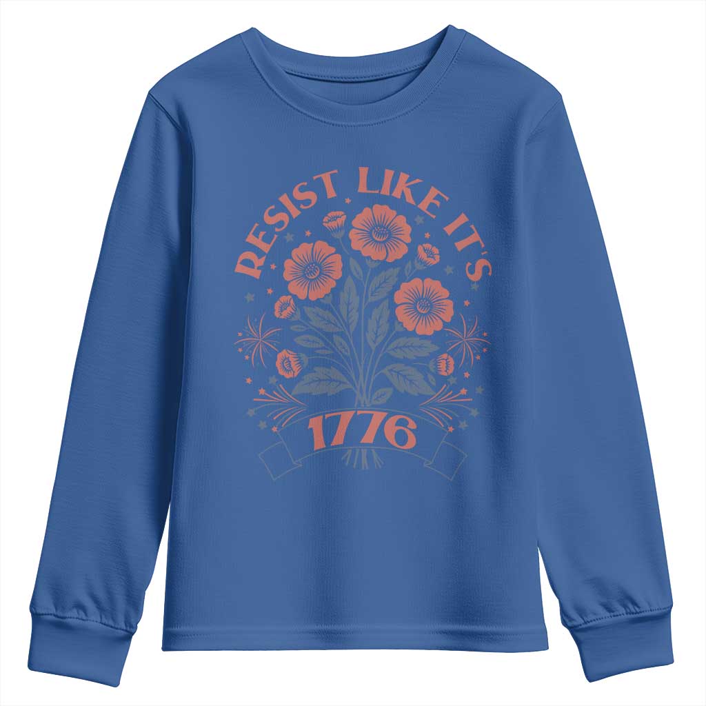 Resist Like its 1776 Youth Sweatshirt Vintage Boho Floral Subtle 250th Anniversary