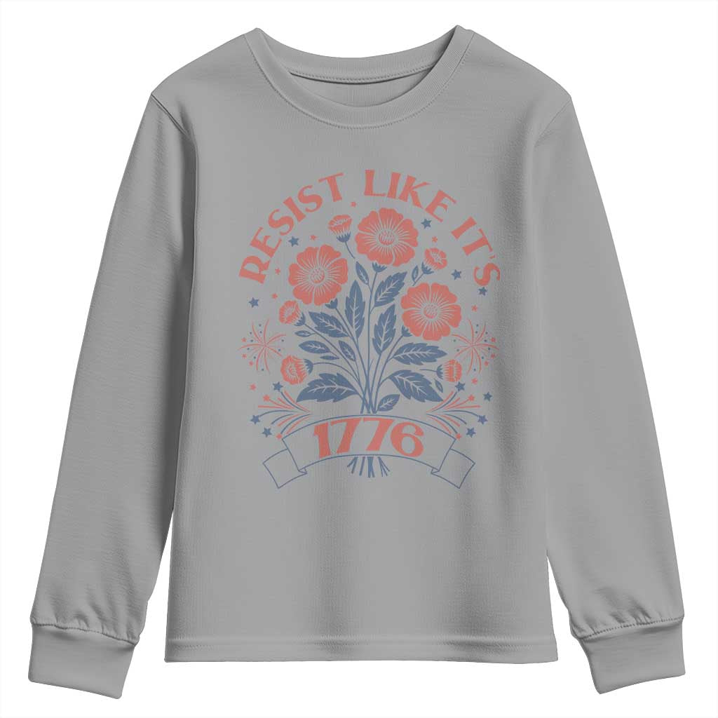 Resist Like its 1776 Youth Sweatshirt Vintage Boho Floral Subtle 250th Anniversary