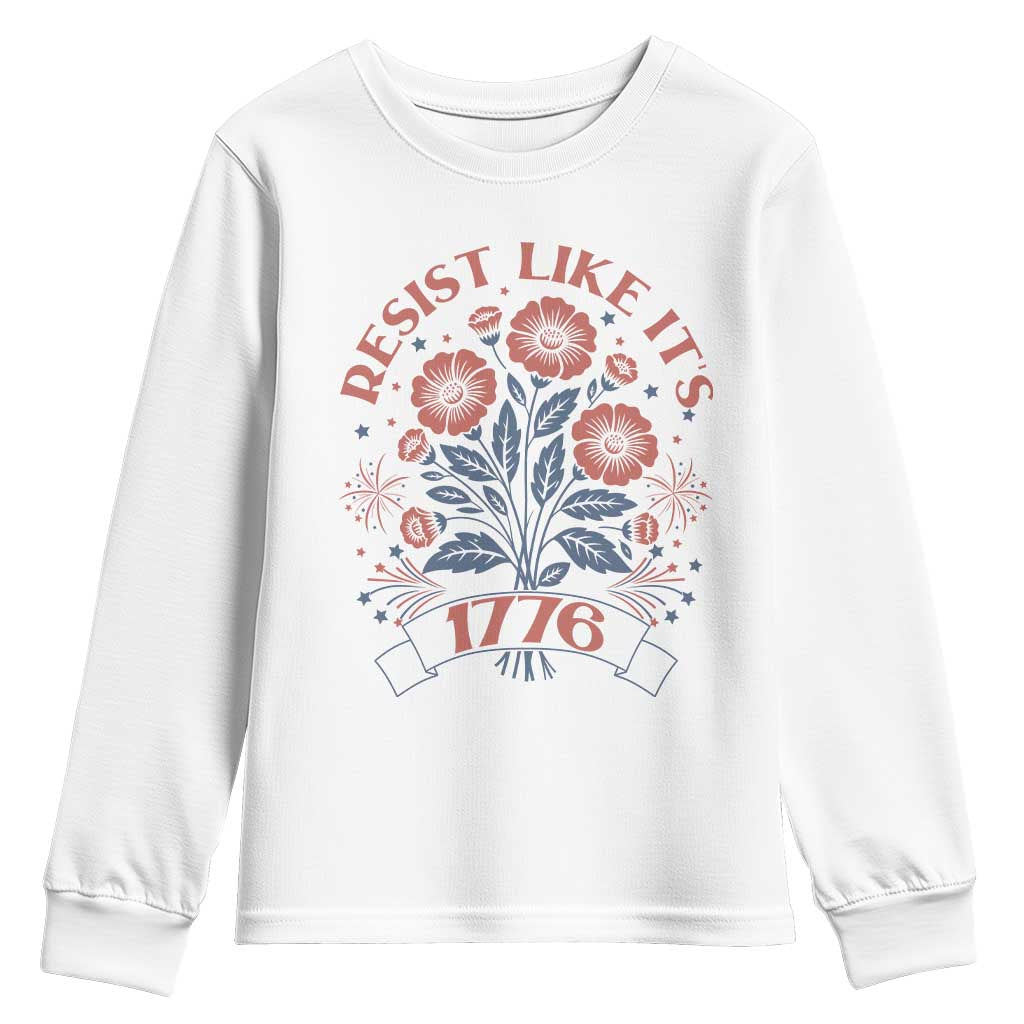 Resist Like its 1776 Youth Sweatshirt Vintage Boho Floral Subtle 250th Anniversary TS14 White Print Your Wear