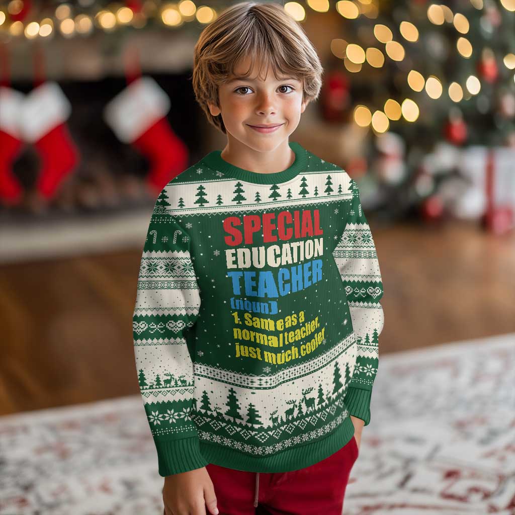 Special Education Teacher Definition Ugly Christmas Sweater Funny Back to School TS14 Forest Green Beige Print Your Wear