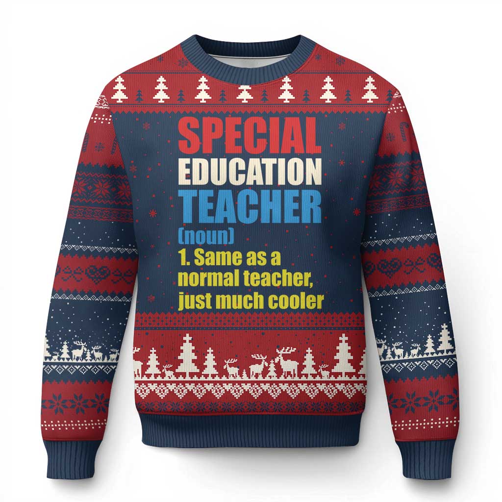Special Education Teacher Definition Ugly Christmas Sweater Funny Back to School TS14 Navy Red Print Your Wear