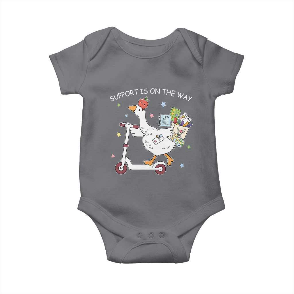 Special Education SPED Teacher Goose Scooter Baby Onesie Support Is On The Way TS14 Charcoal Print Your Wear