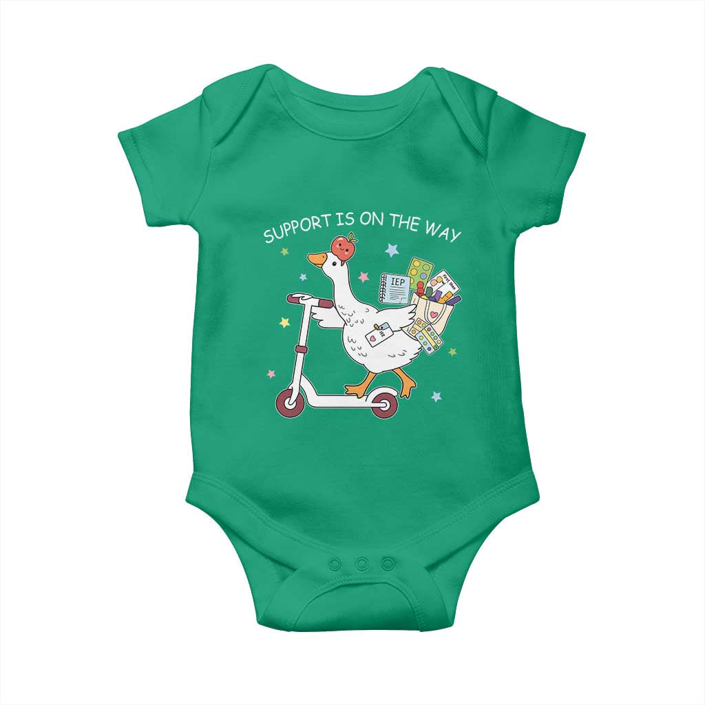 Special Education SPED Teacher Goose Scooter Baby Onesie Support Is On The Way TS14 Irish Green Print Your Wear