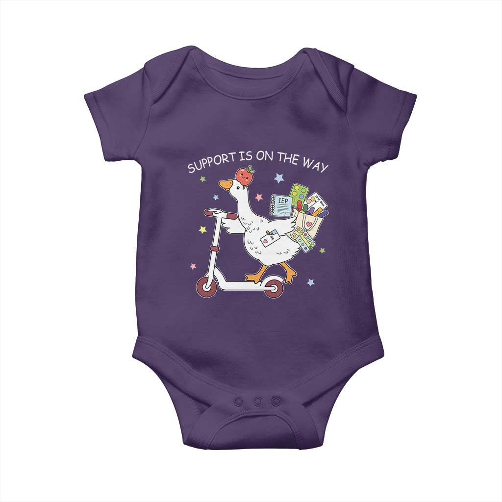 Special Education SPED Teacher Goose Scooter Baby Onesie Support Is On The Way TS14 Purple Print Your Wear